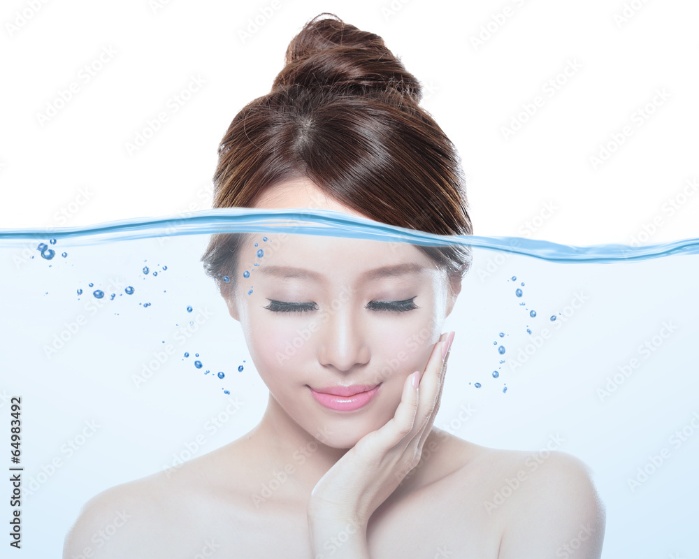 Woman skin care and moisturizer concept