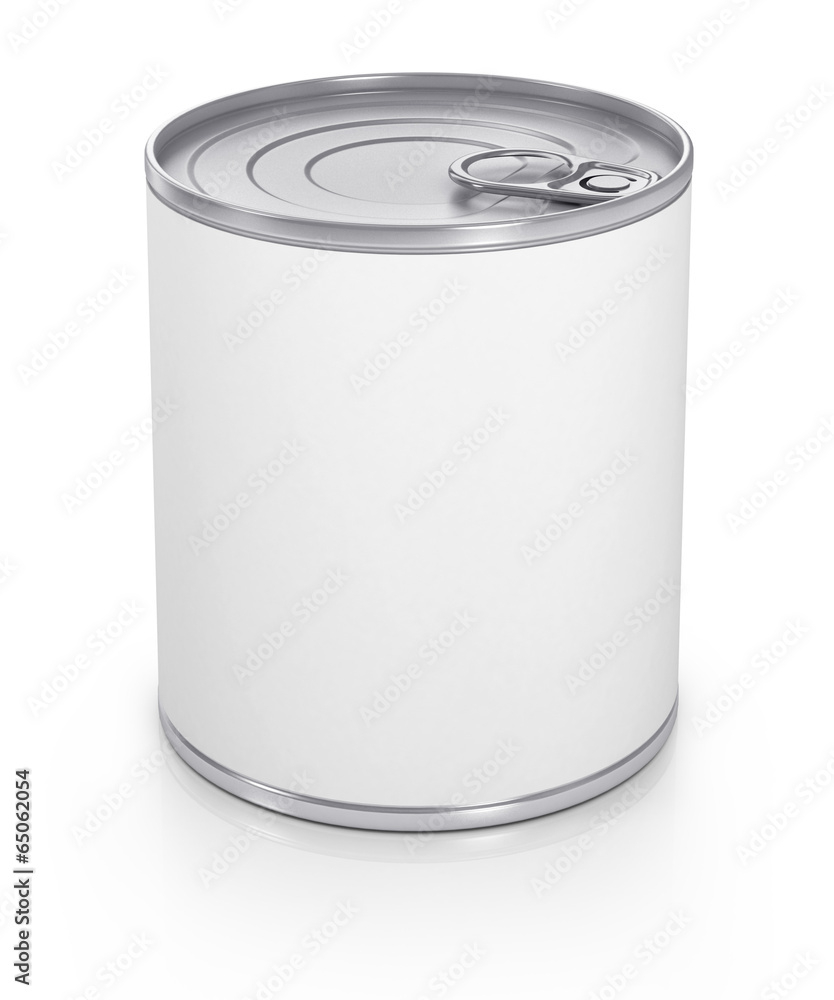 白色上隔离的空白白色标签的罐子。