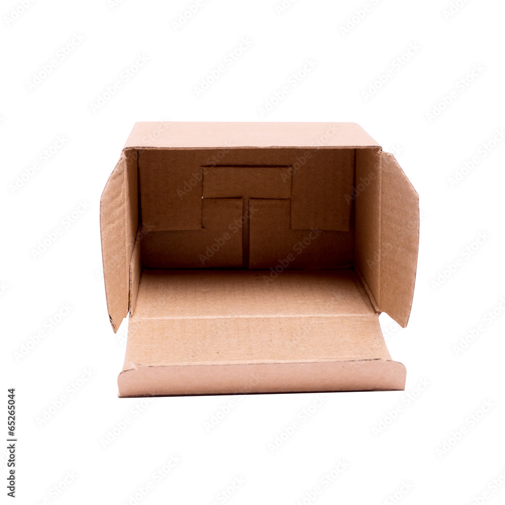 opened cardboard box on a white background
