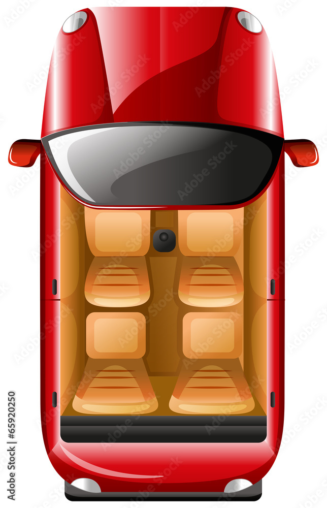 A topview of a red car