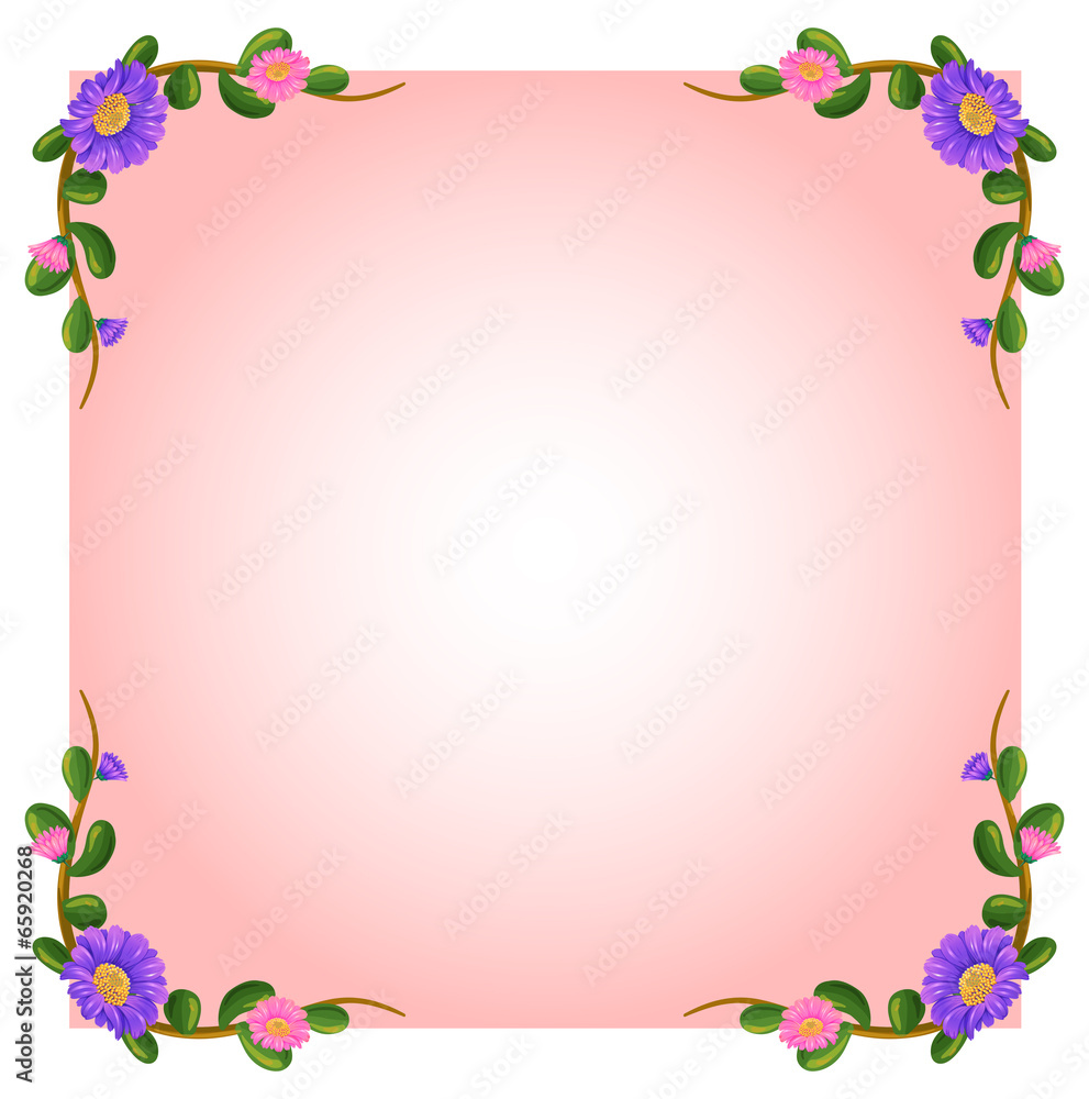 An empty pink template with floral margin