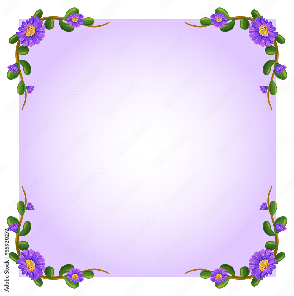 A lavender empty template with plant borders