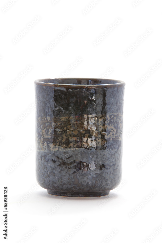 日本传统黑色陶瓷白茶杯