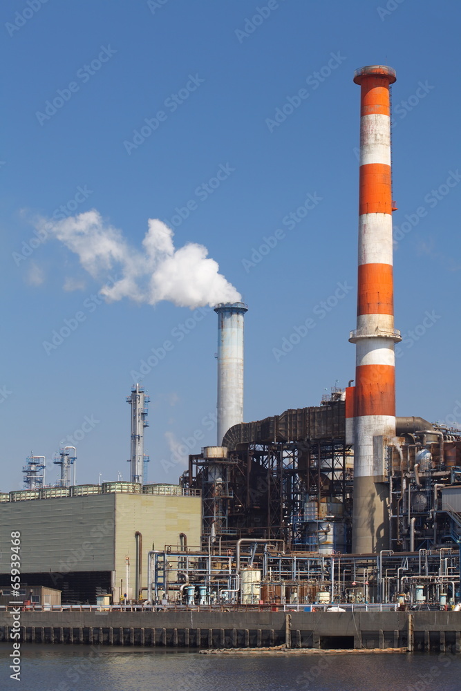 工厂和烟雾污染的工业观