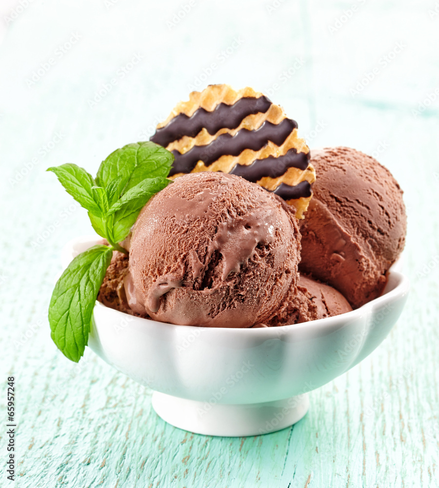 碗里的巧克力冰淇淋