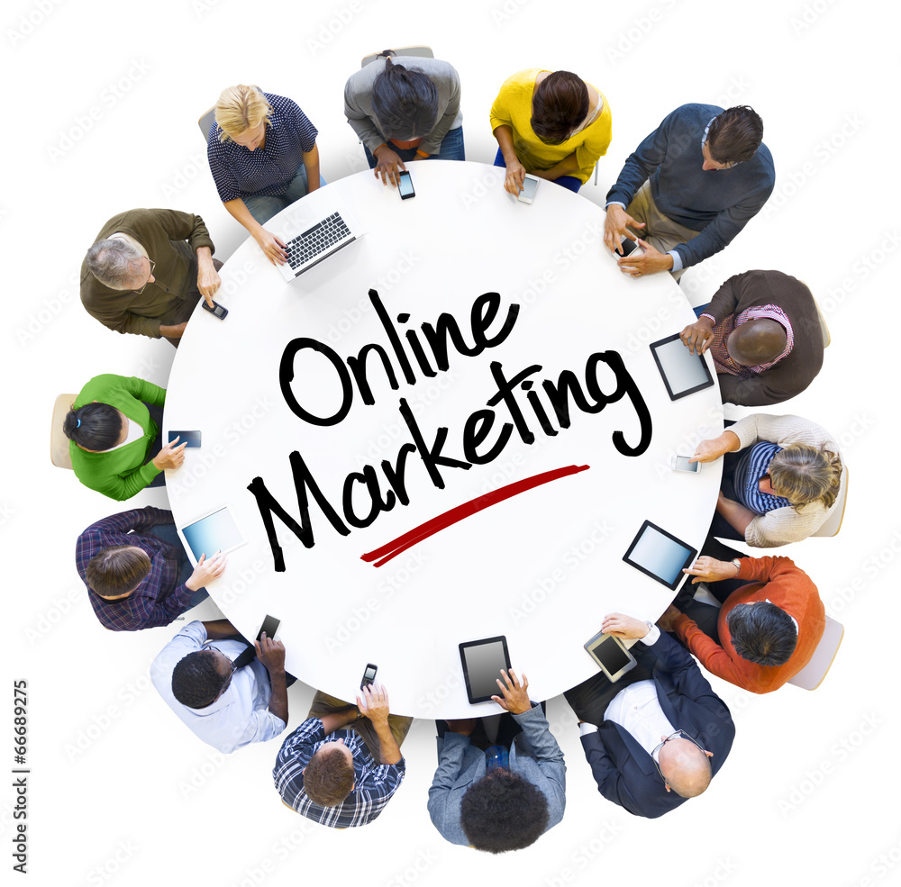 Multiethnic Group of Business People with Online Marketing