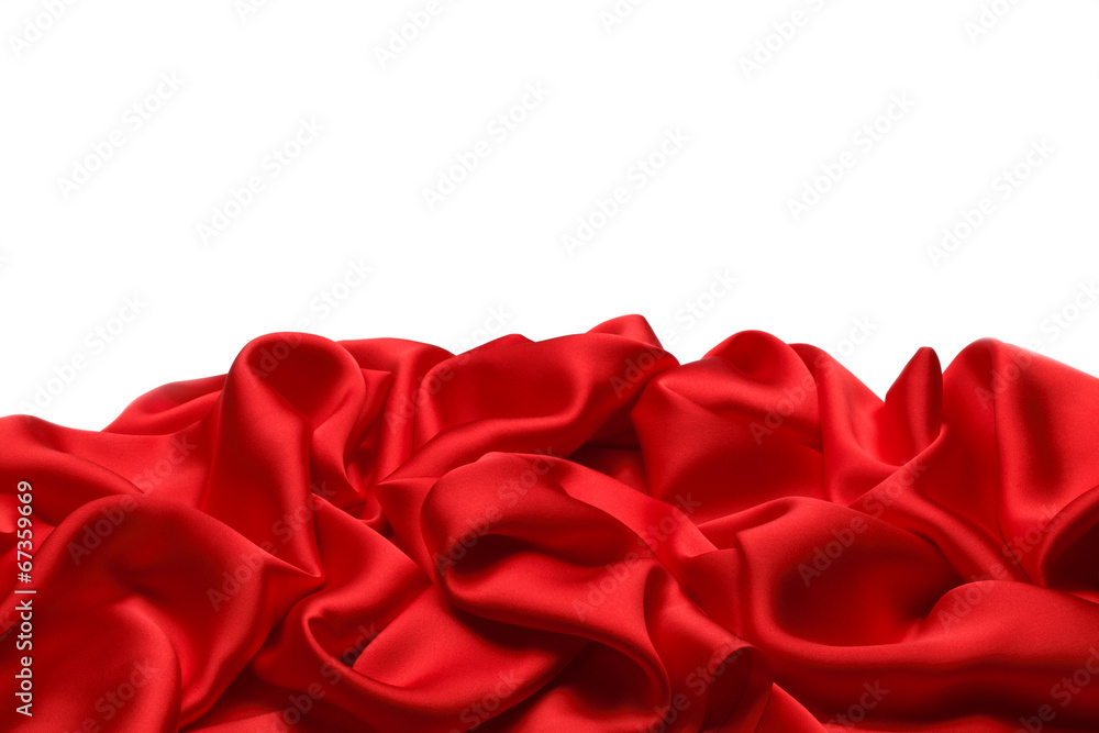Red silk textile background　with copy space