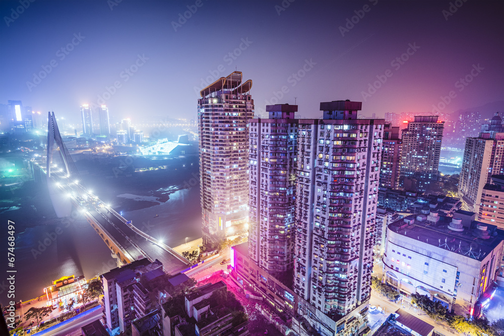 中国重庆市中心夜景
