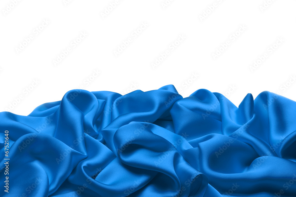 Blue silk textile background　with copy space