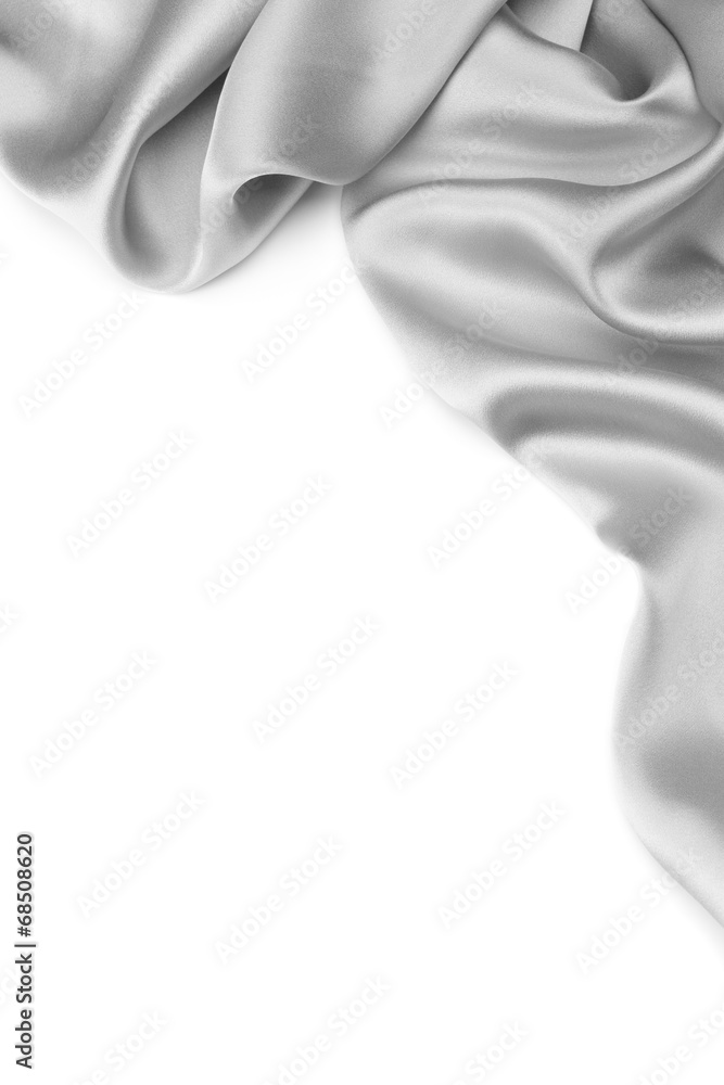 Silver silk textile background　with copy space
