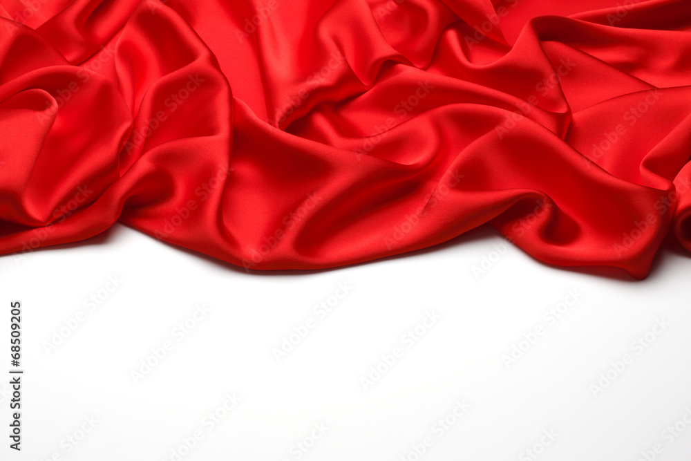 Red silk textile background　with copy space