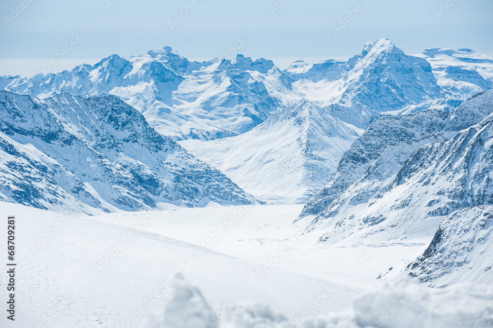少女峰地区和南部的蓝天雪山景观