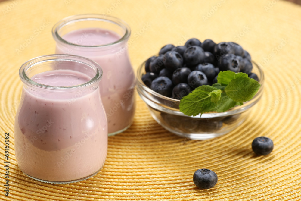 玻璃罐蓝莓酸奶，玻璃罐蓝莓