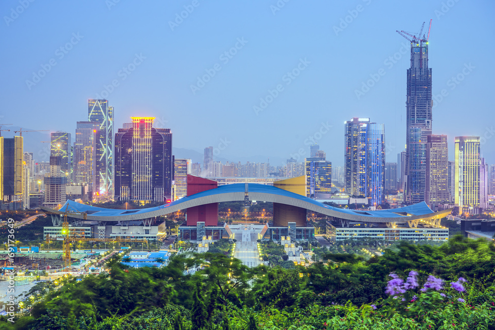 中国深圳市民中心天际线
