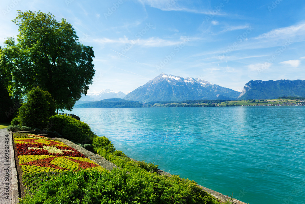 花园、图恩湖和瑞士山脉