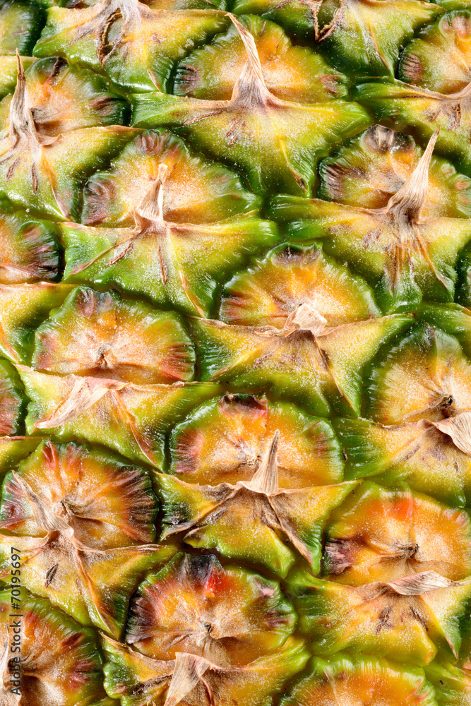 菠萝的纹理表面以全长为背景。