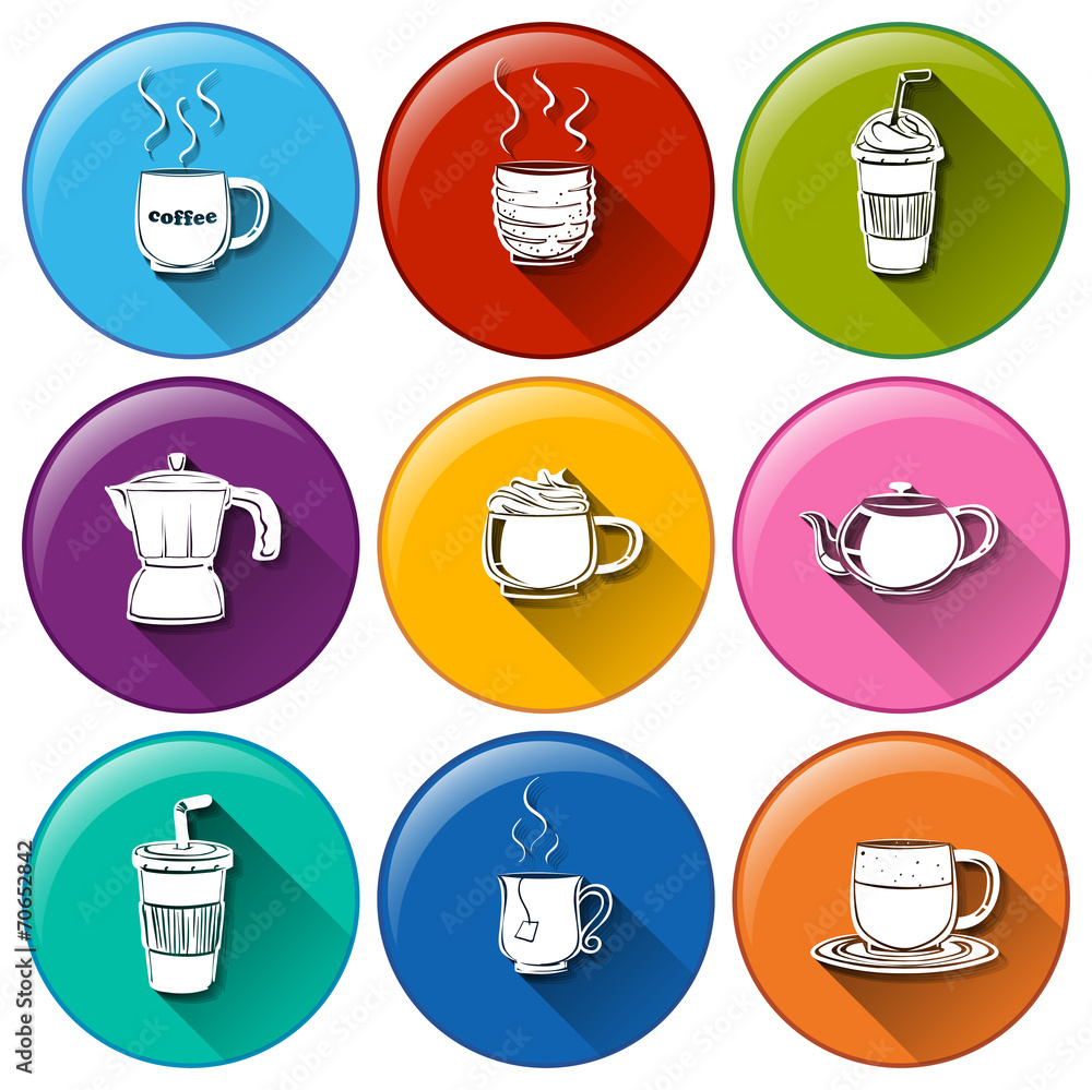 圆形图标配咖啡和茶