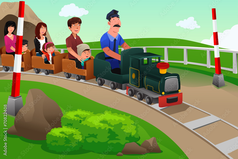 孩子和他们的父母乘坐小火车
