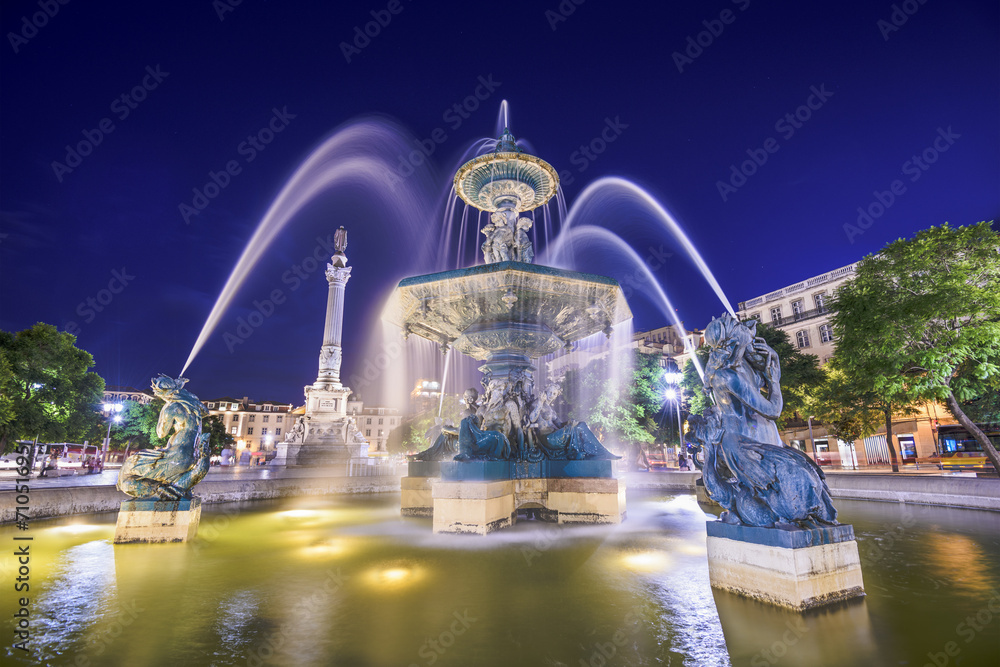 葡萄牙里斯本罗西奥广场喷泉