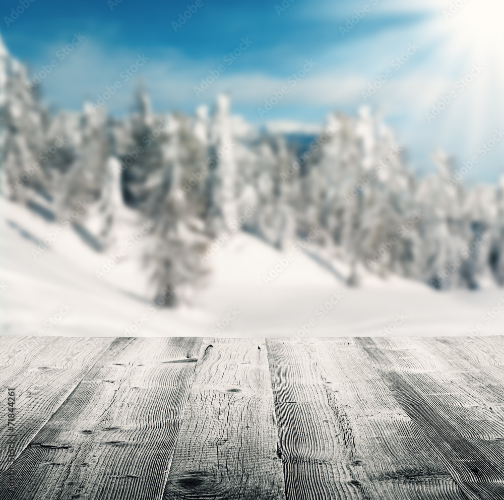 木板冬天的风景
