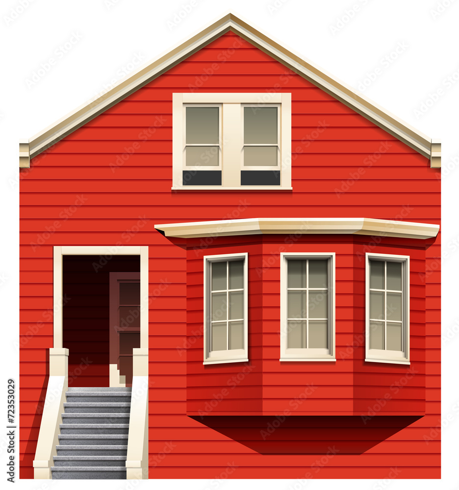 带楼梯的红色房子