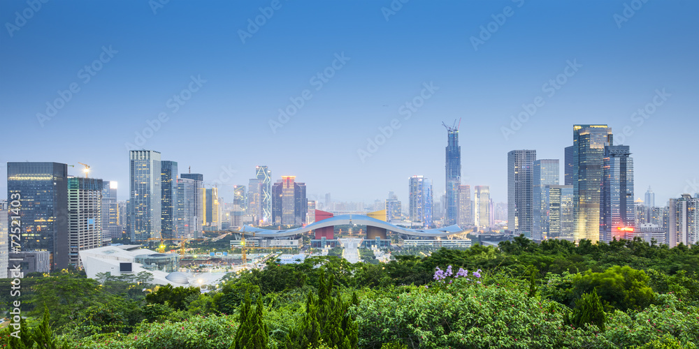 中国深圳城市天际线。