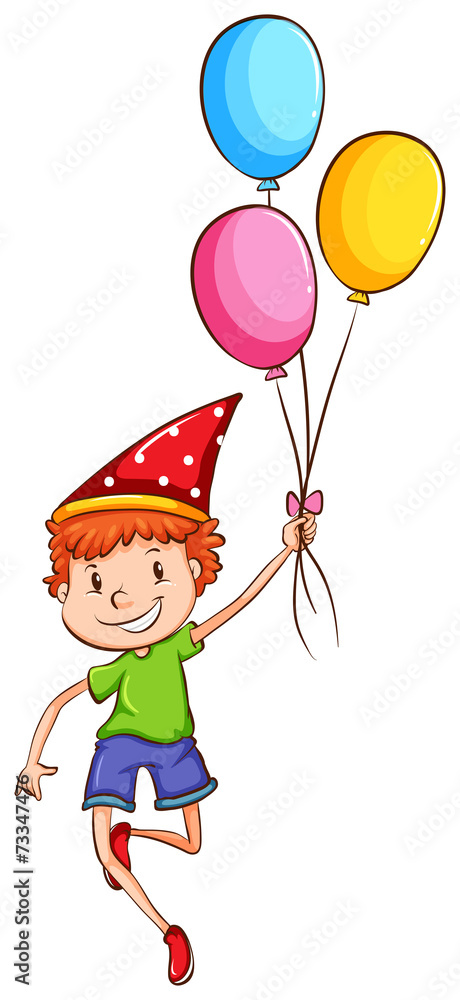 一个带着气球的快乐孩子