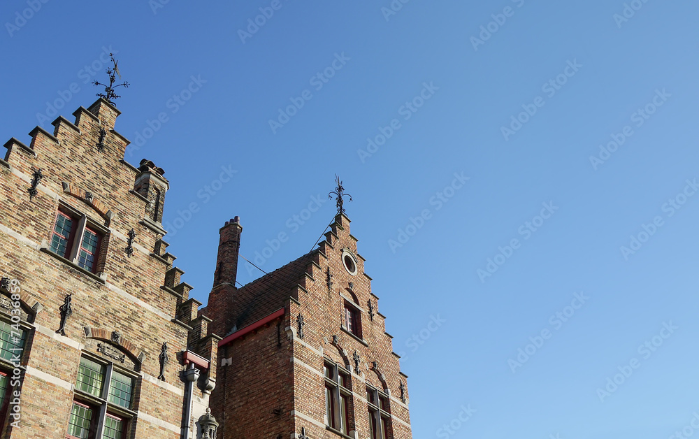 比利时西佛兰德斯布鲁日镇的中世纪房屋