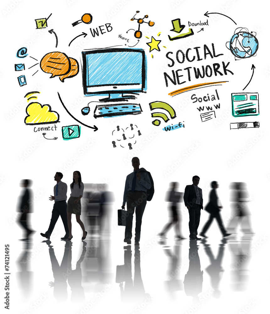社交网络社交媒体商业人士通勤概念