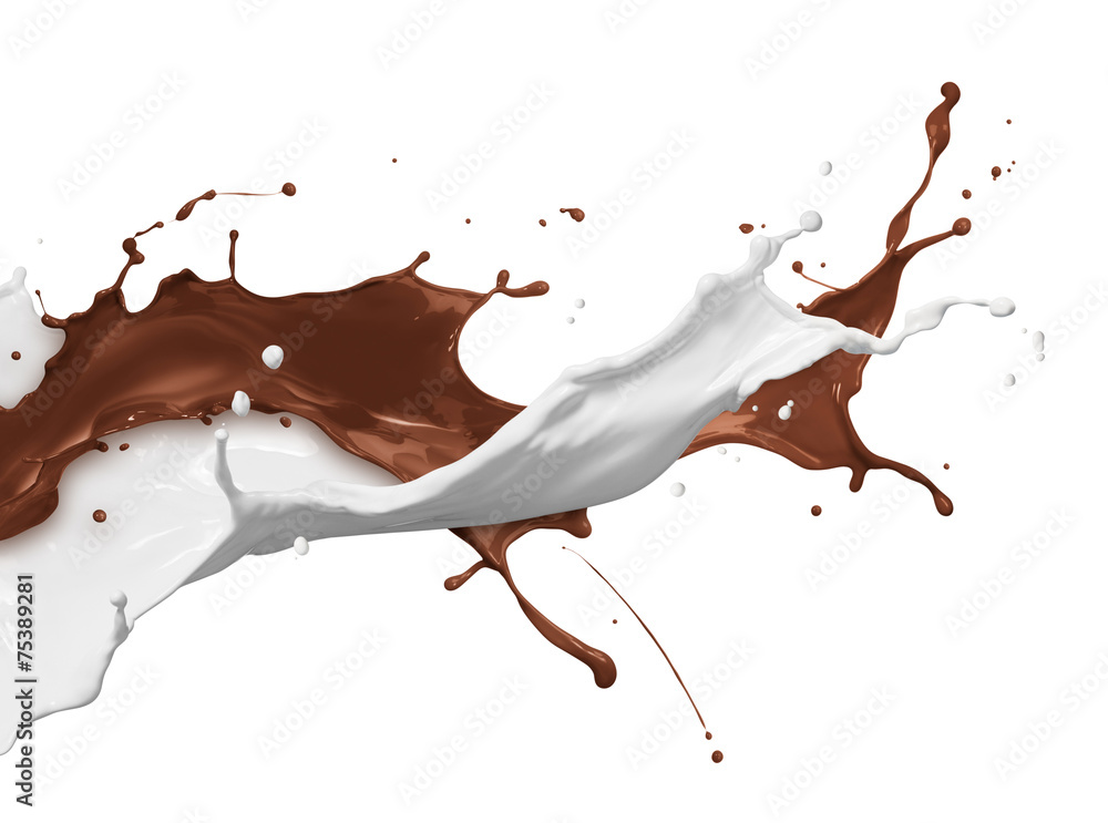 巧克力和牛奶飞溅