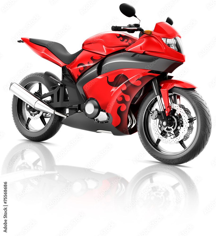 摩托车摩托车骑行骑手当代红色概念