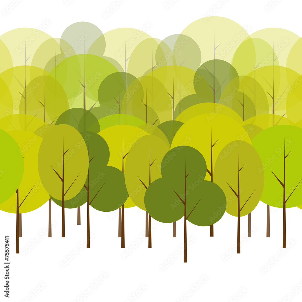 Different Trees Natural Seamless Pattern Background Vector Illus