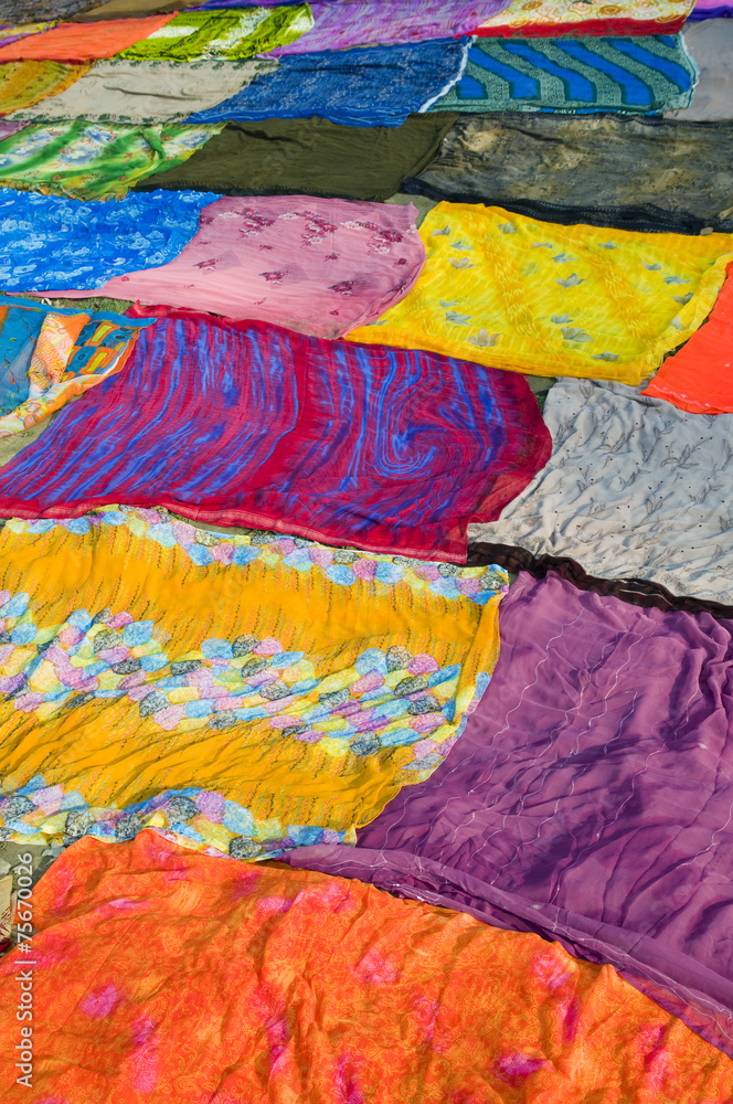 传统印度彩色织物概念