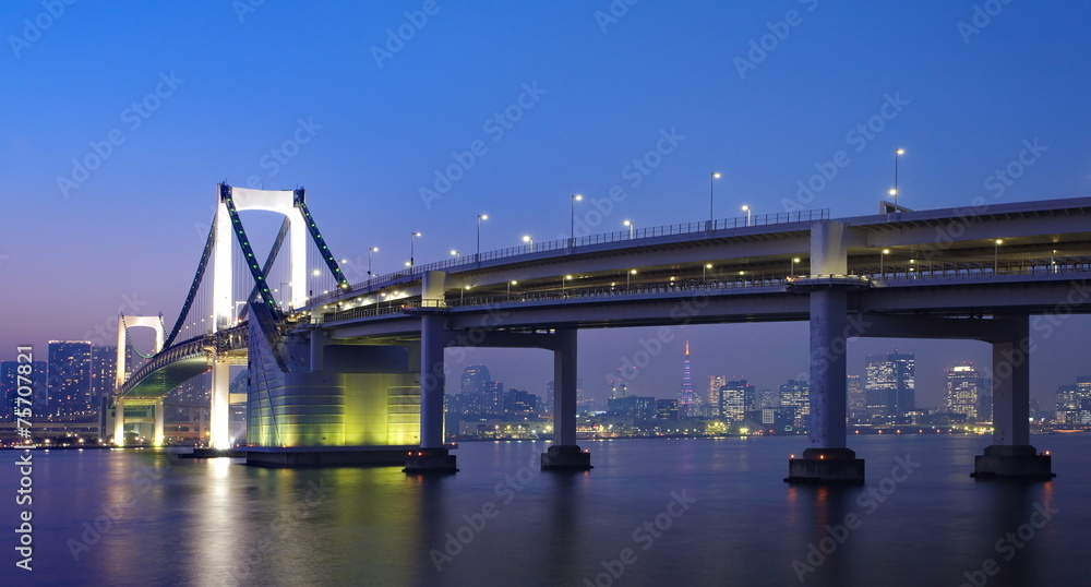 东京彩虹桥俯瞰东京湾