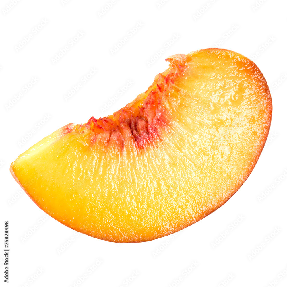 桃。白色的水果切片。