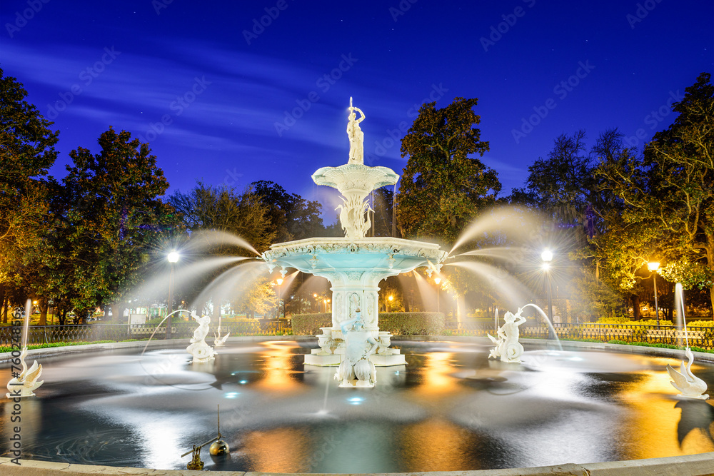 美国乔治亚州萨凡纳福赛斯公园喷泉