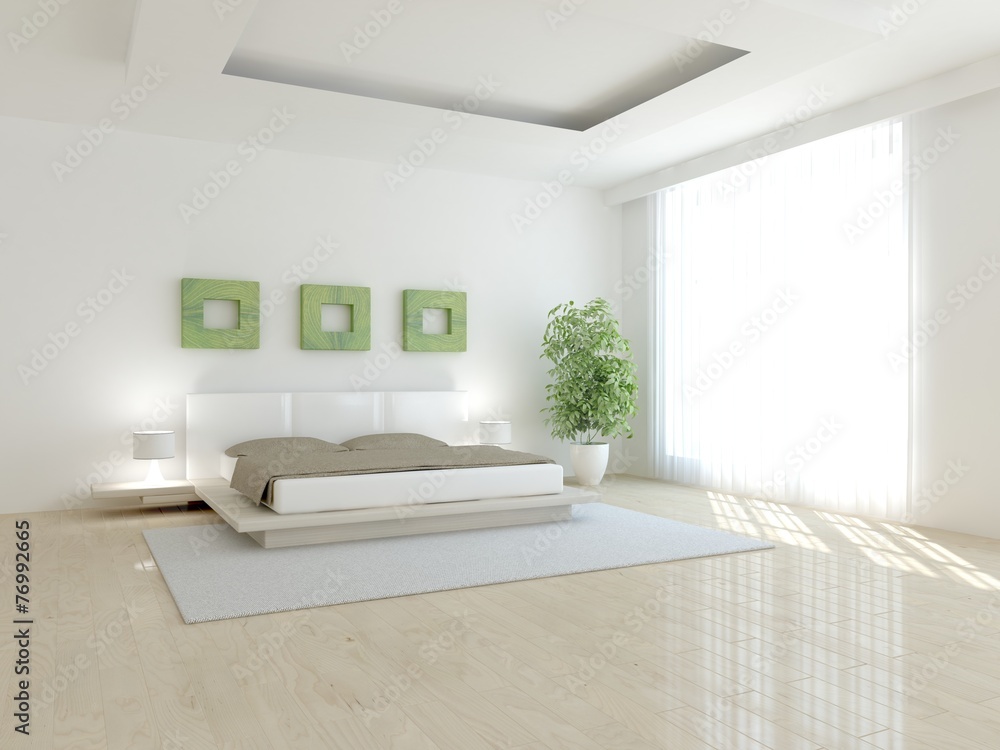 白色卧室-3d渲染图