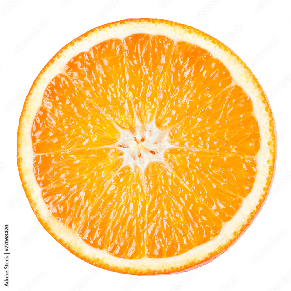 白色背景上隔离的橙色切片