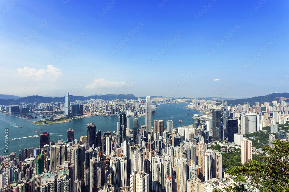 香港现代城市的天际线和城市景观