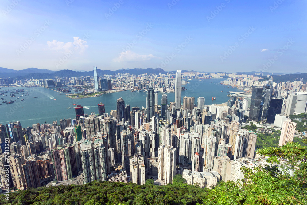 香港现代城市的天际线和城市景观