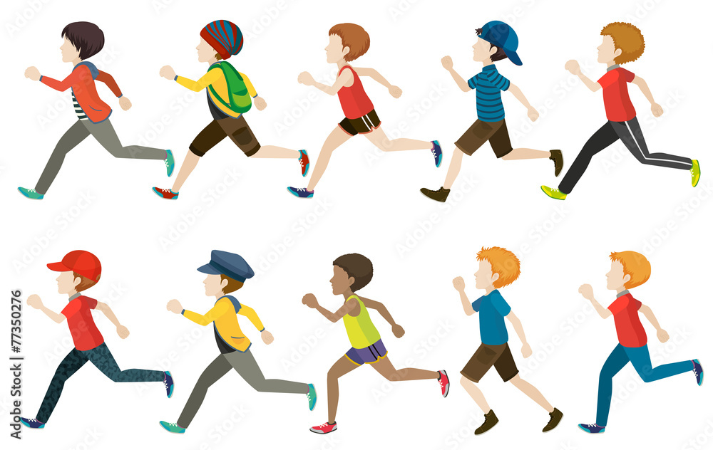 一群孩子在跑步