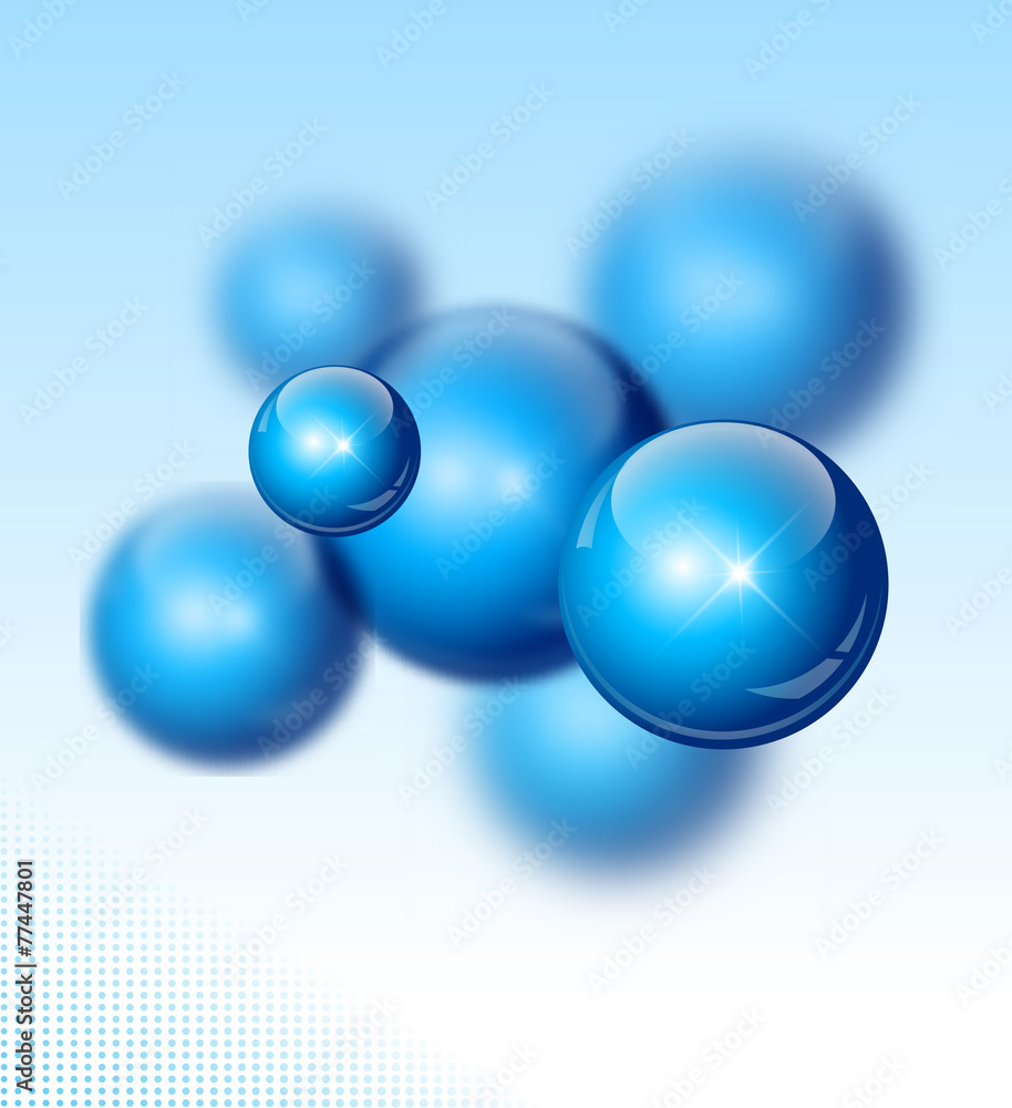 蓝色抽象三维景深球体