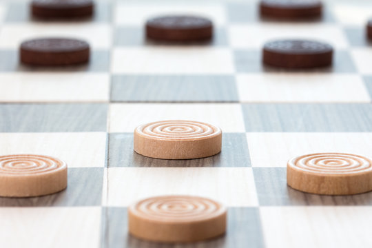 Close-up checkers board game