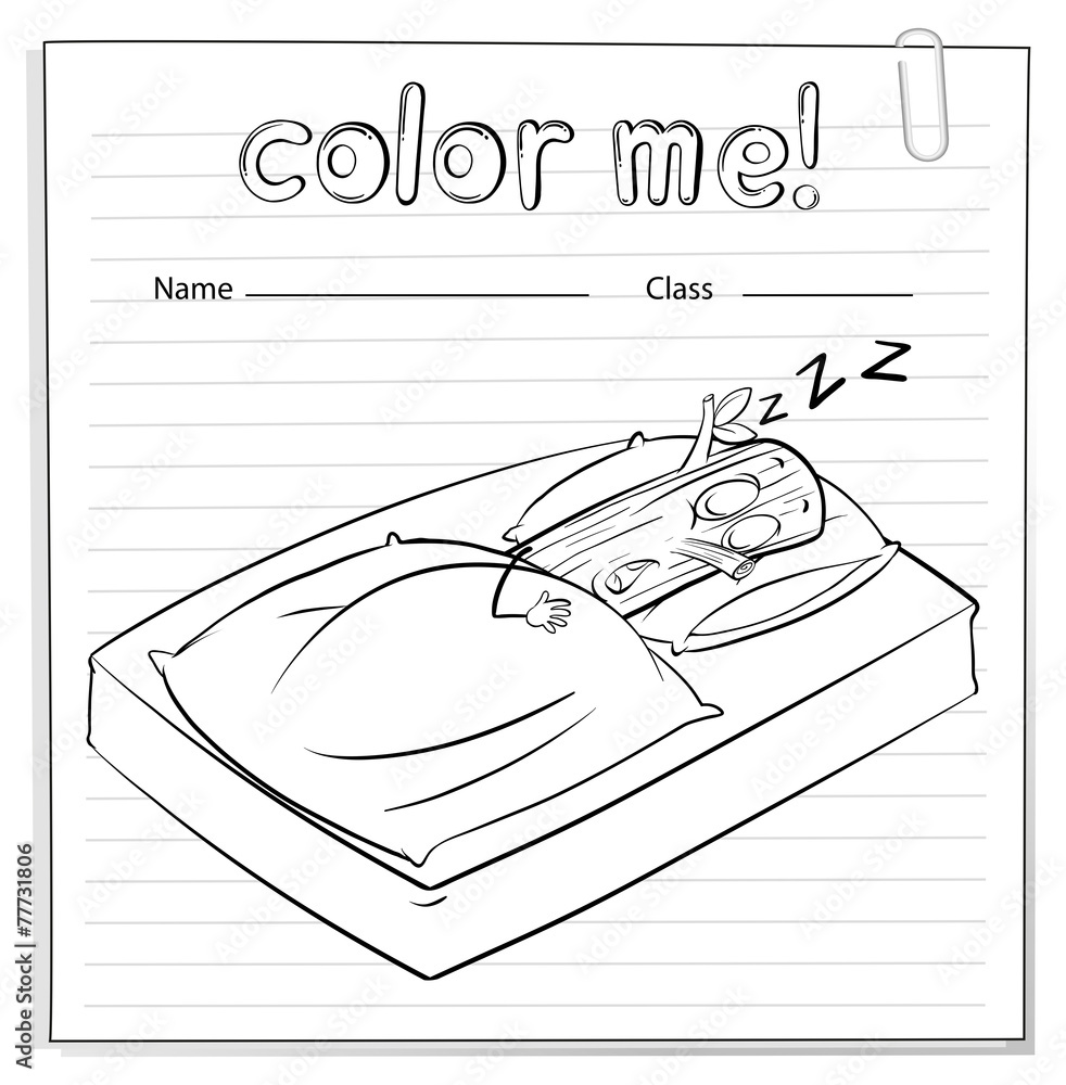 一张彩色我工作表，上面有一个睡觉的日志