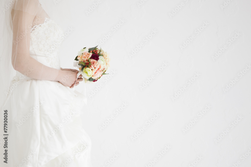 Bouquet, wedding dress, bride