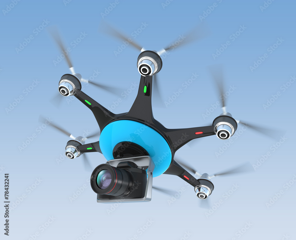 搭载数码单反相机的空中无人机