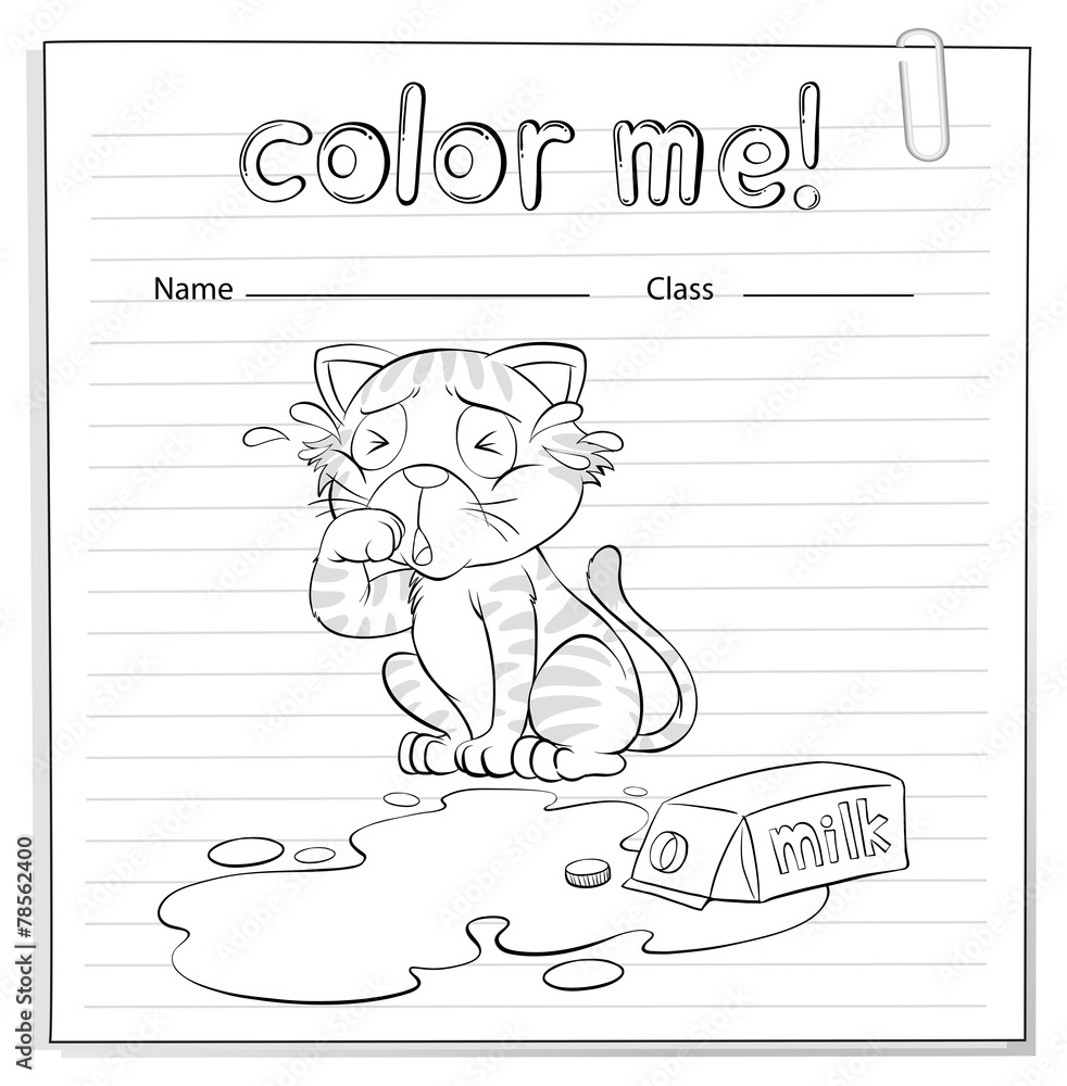 带猫的着色工作表