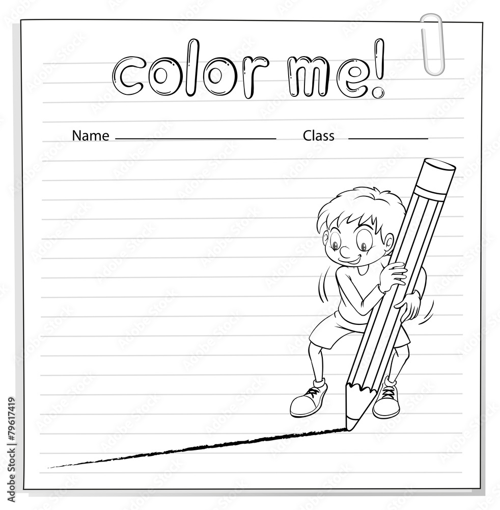 用一个男孩画一条线给工作表上色