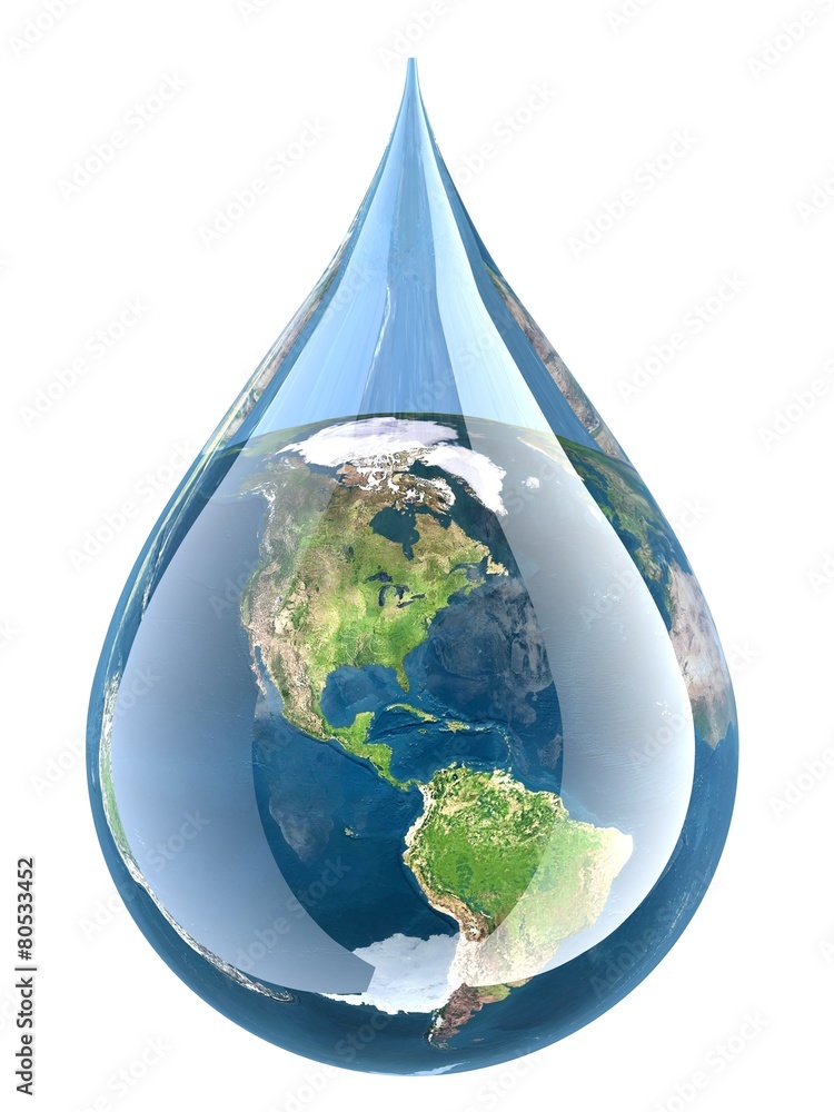 水。三维。地球水滴
