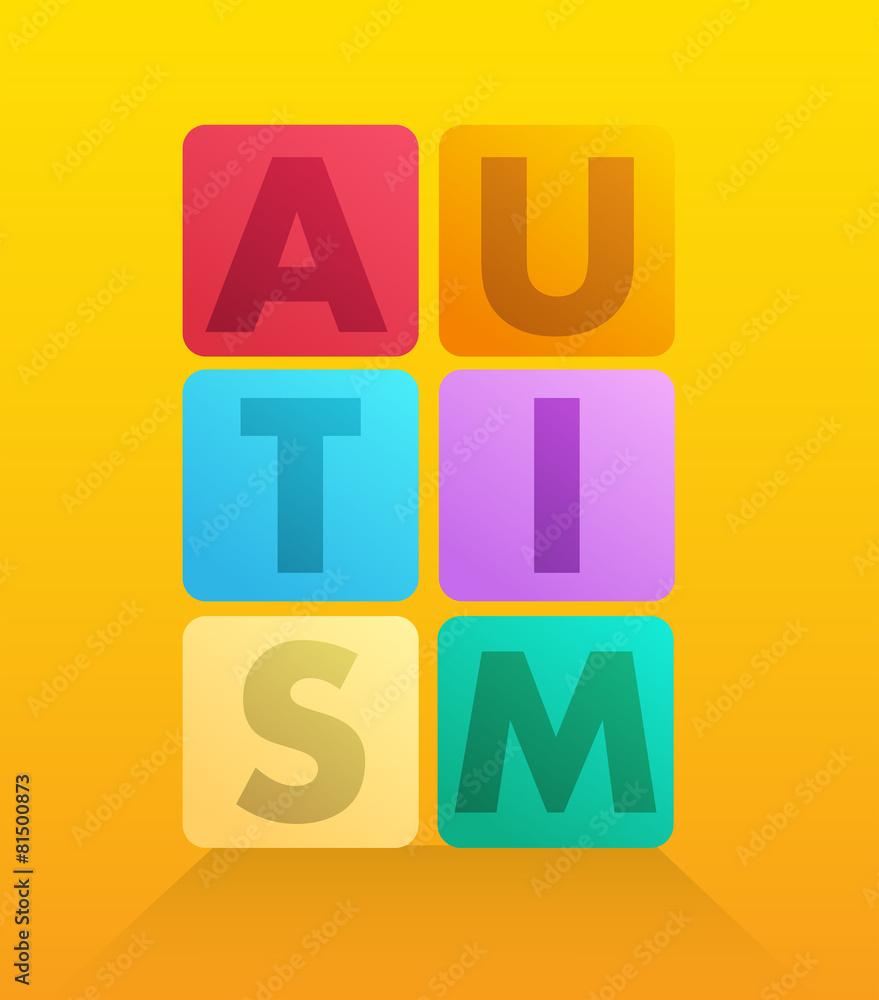 Autism spelled out in blocks vector